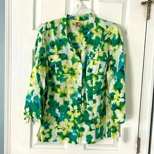 JM Collection Multicolor Linen Shirt size 16